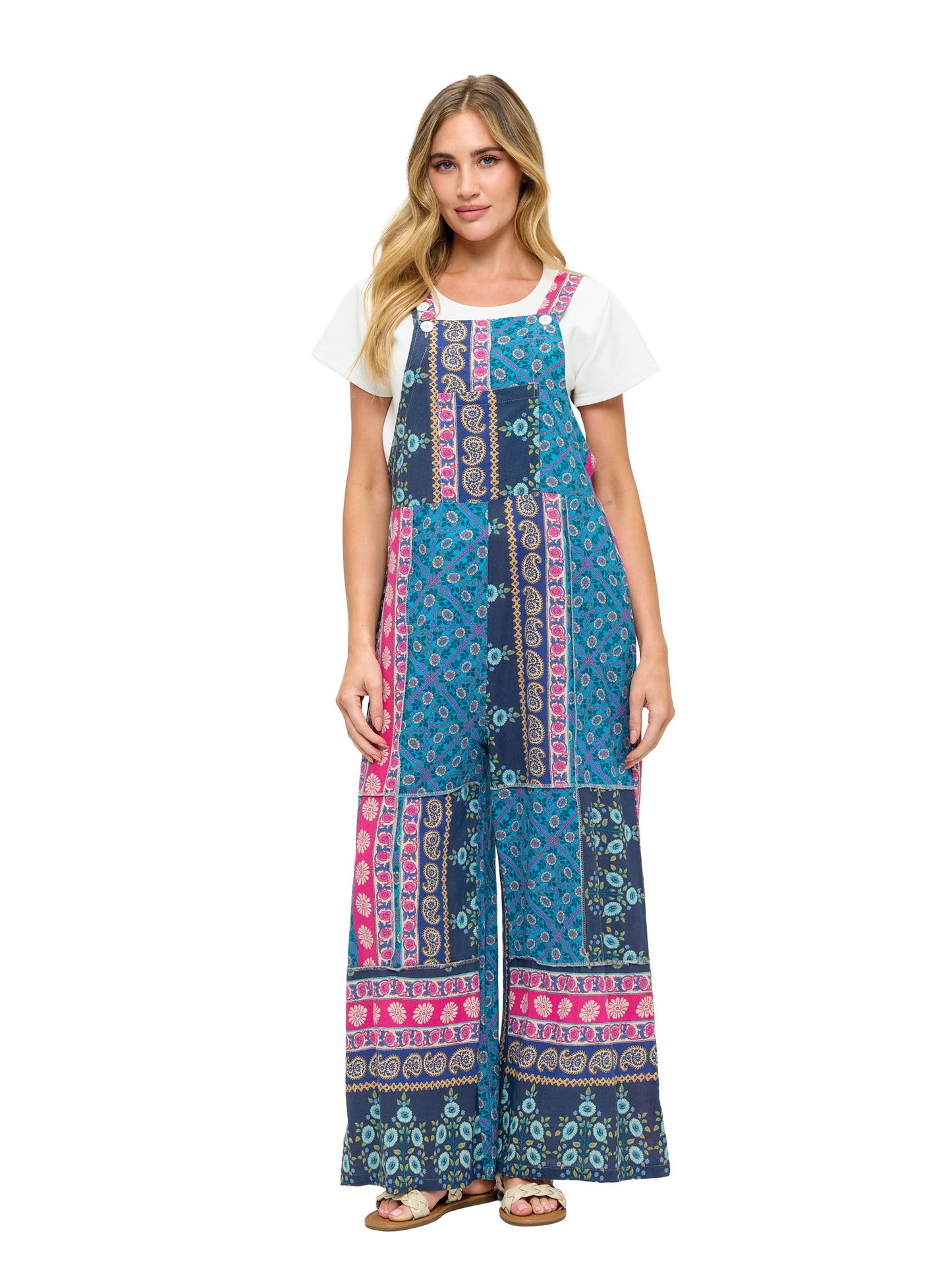 Boho Overall Patchwork Striped Floral