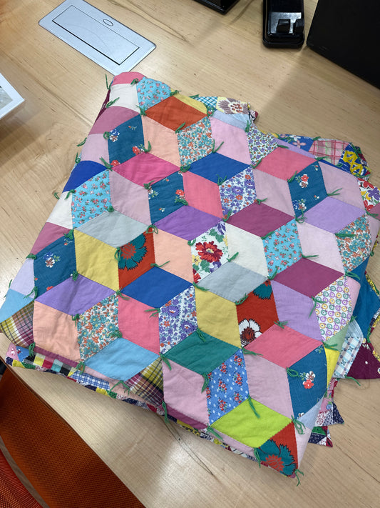 Vintage tumbling block quilt