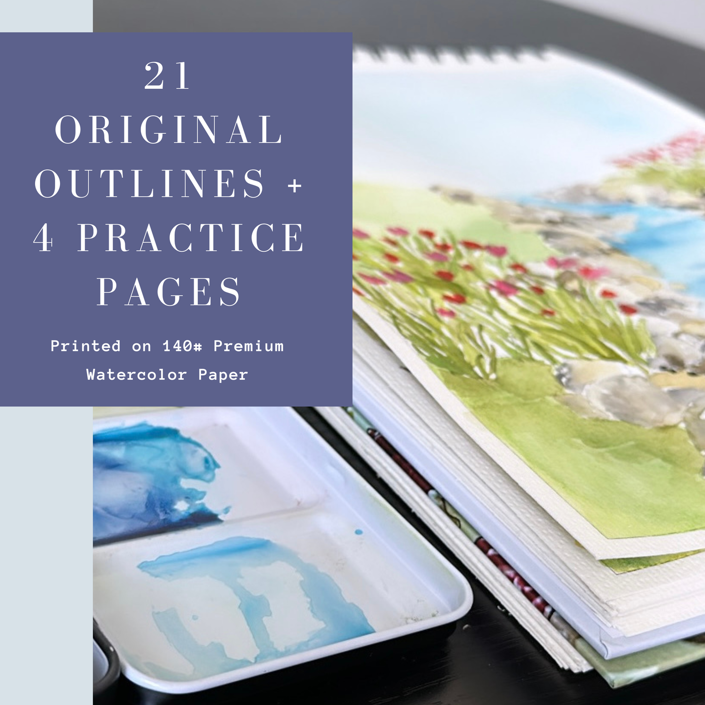 Landscape Watercoloring Book - Outlines with Video Tutorials
