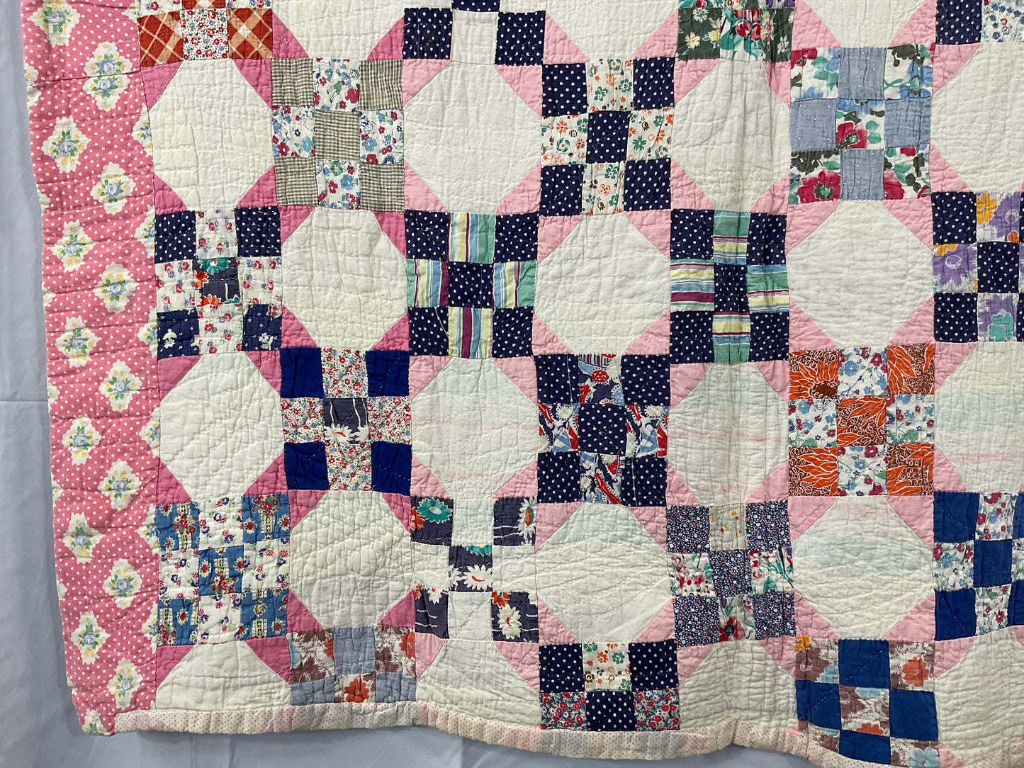 Antique Nine-patch Irish Chain Lattice Quilt