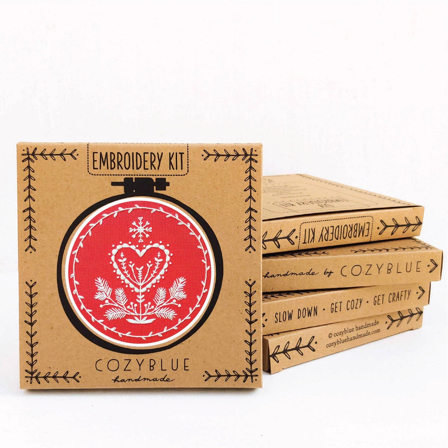 Holiday heart embroidery kit