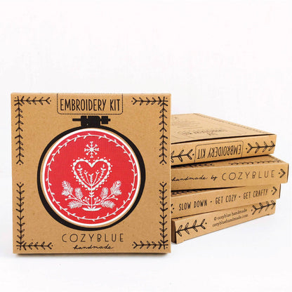 Holiday heart embroidery kit