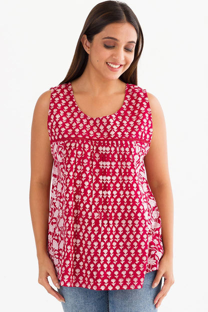 Pavitra Block Print Sleeveless Tops