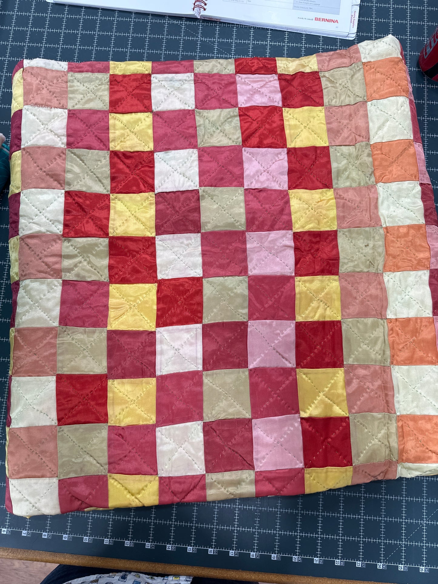 Vintage satin block quilt