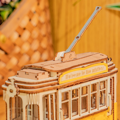 3D Laser Cut Wooden Puzzle: Tramcar