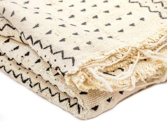 White Bogolan Mali Mud Cloth (Nioro Design)