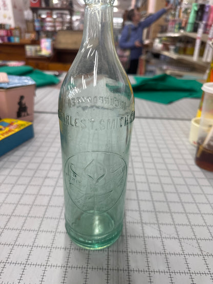 Antique, aqua-colored, blob-top bottle from S. Michelsohn in Belmar, New Jersey. Late 1800s