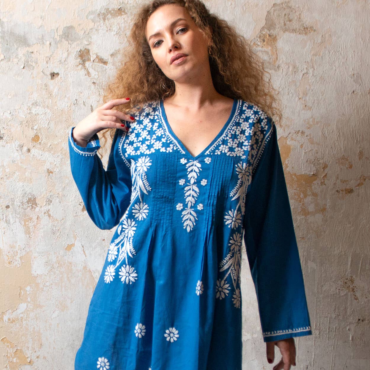 Divya Hand-Embroidered Cotton Tunic