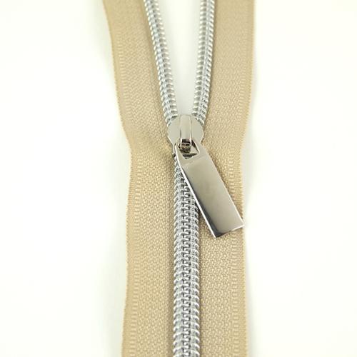 Zipper Beige/Nickel 9 Pull/3yds