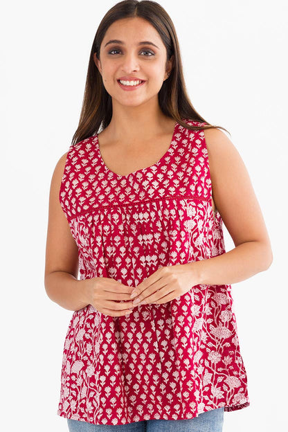 Pavitra Block Print Sleeveless Tops
