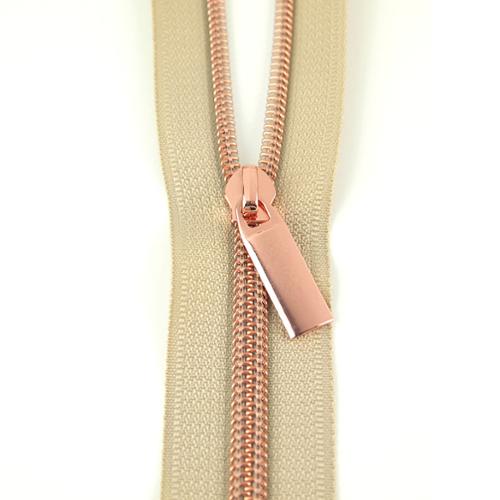 Zipper Beige/Rose G 9 Pulls/3yd