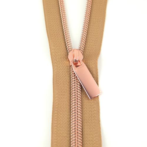 Zipper Naturl/Rose G 9 Pull/3yd