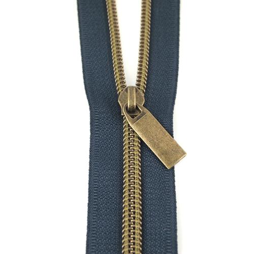 Zipper Navy/Antg 9 Pulls/3yds