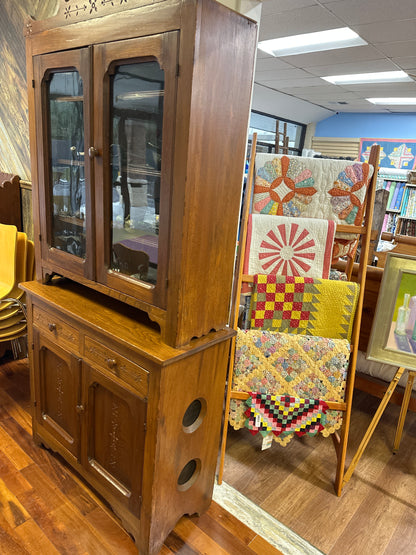 Antique carved oak side buffet / bookcase