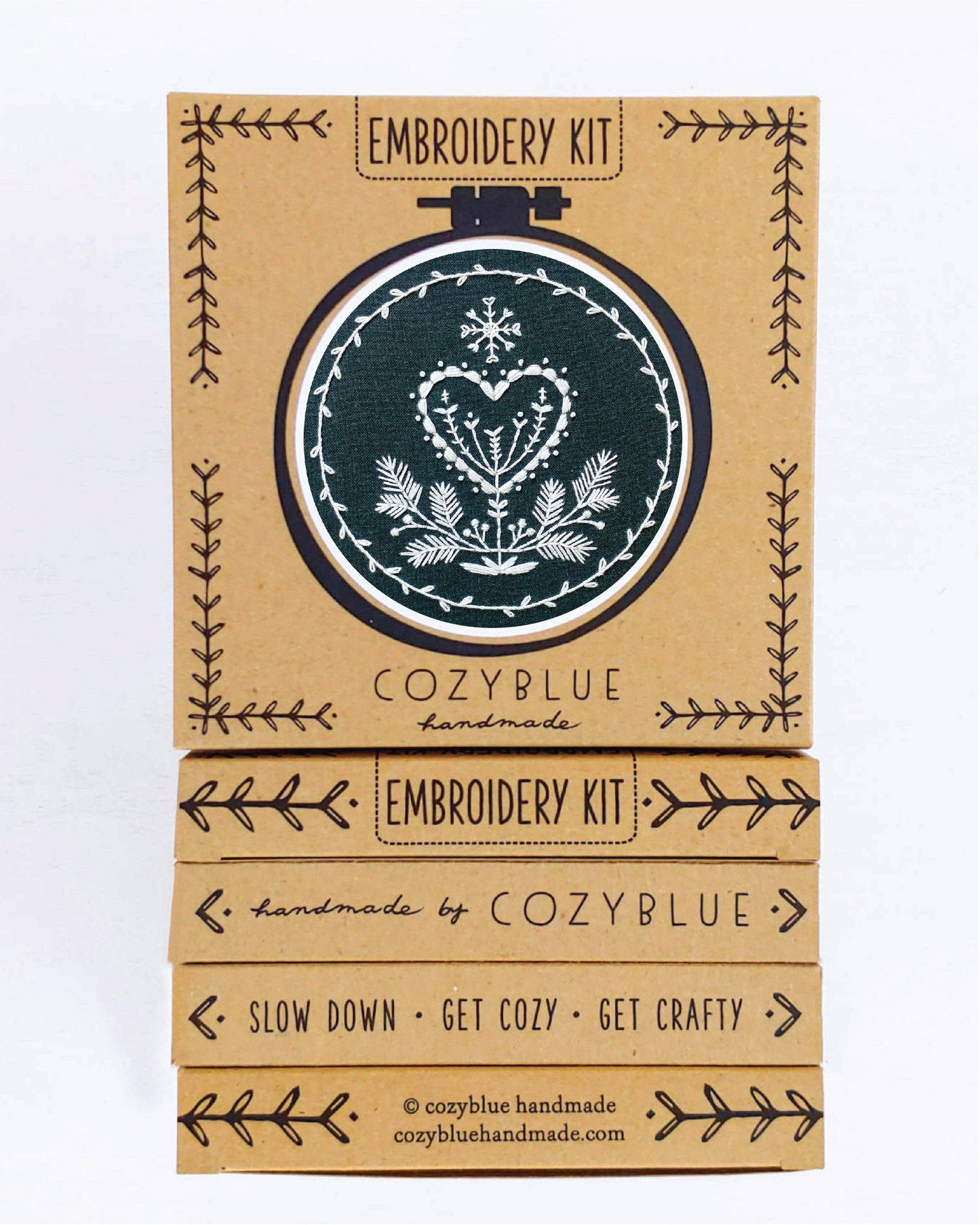 Holiday heart embroidery kit