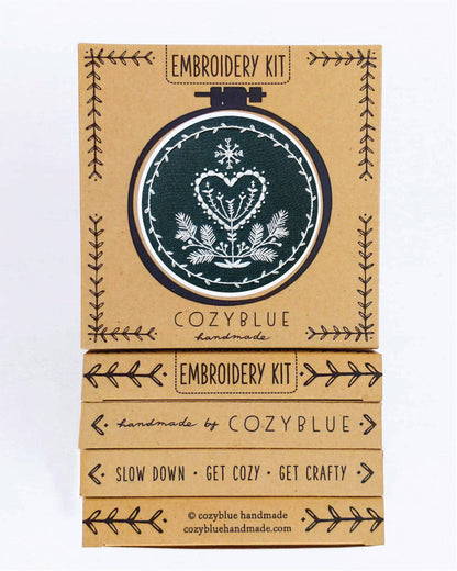 Holiday heart embroidery kit