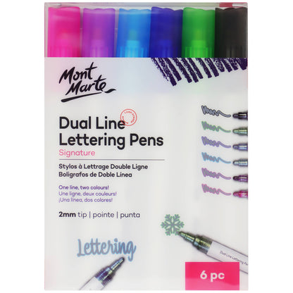 Dual Line Lettering Pens Signature 2mm (0.08in) Tip 6pc