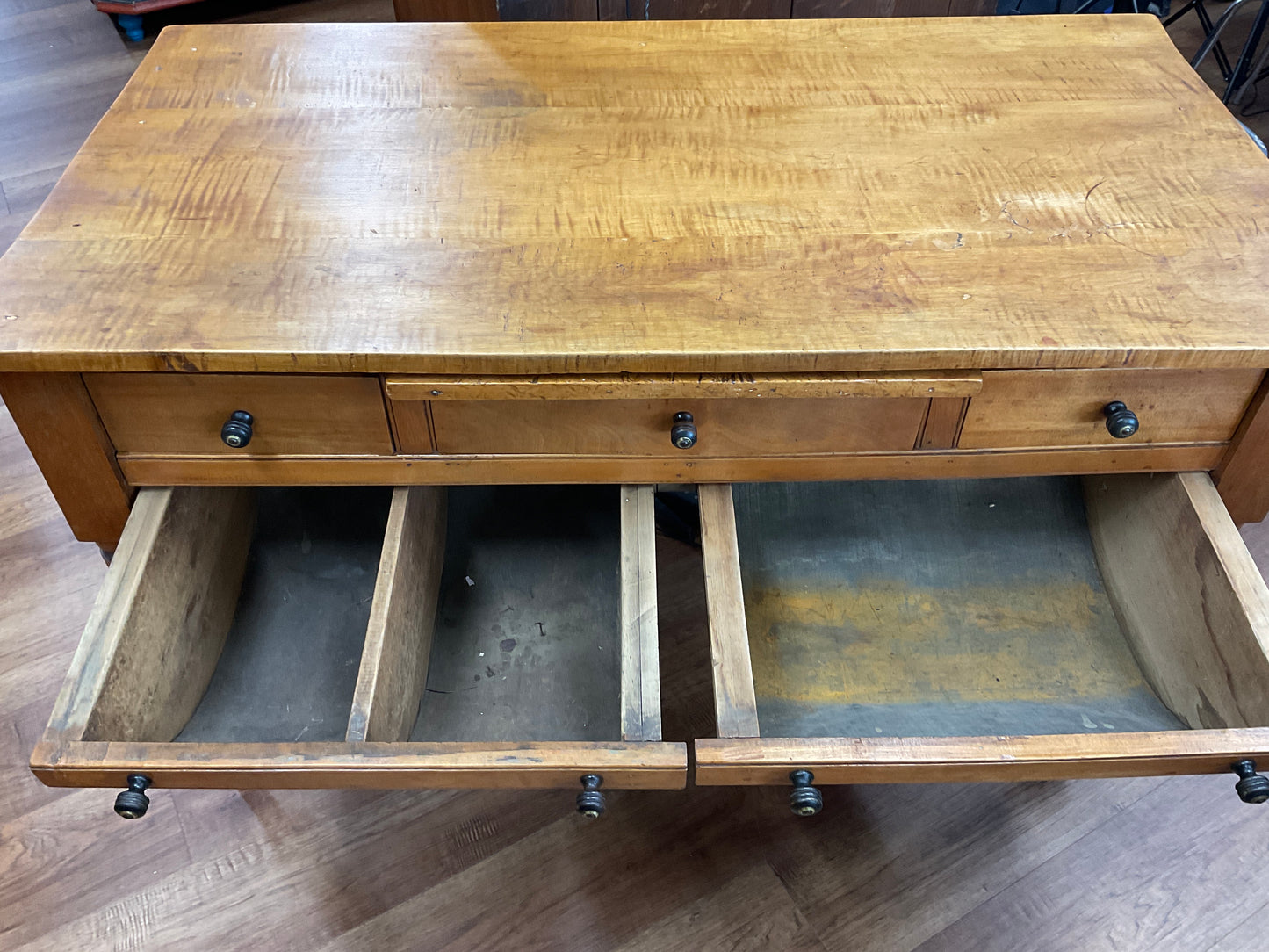 Antique tiger maple bakers - possum table