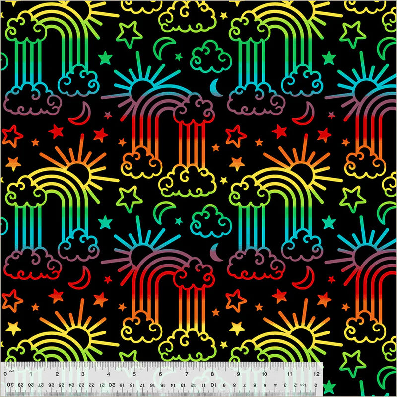 Winterfleece Prints, Rainbow Dreams, Black, Winterfleece