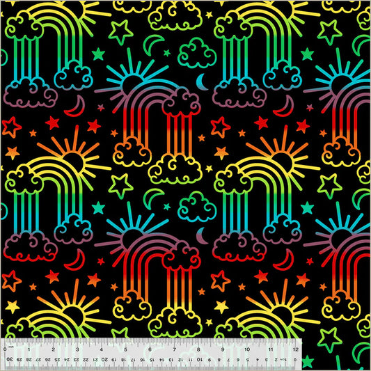 Winterfleece Prints, Rainbow Dreams, Black, Winterfleece