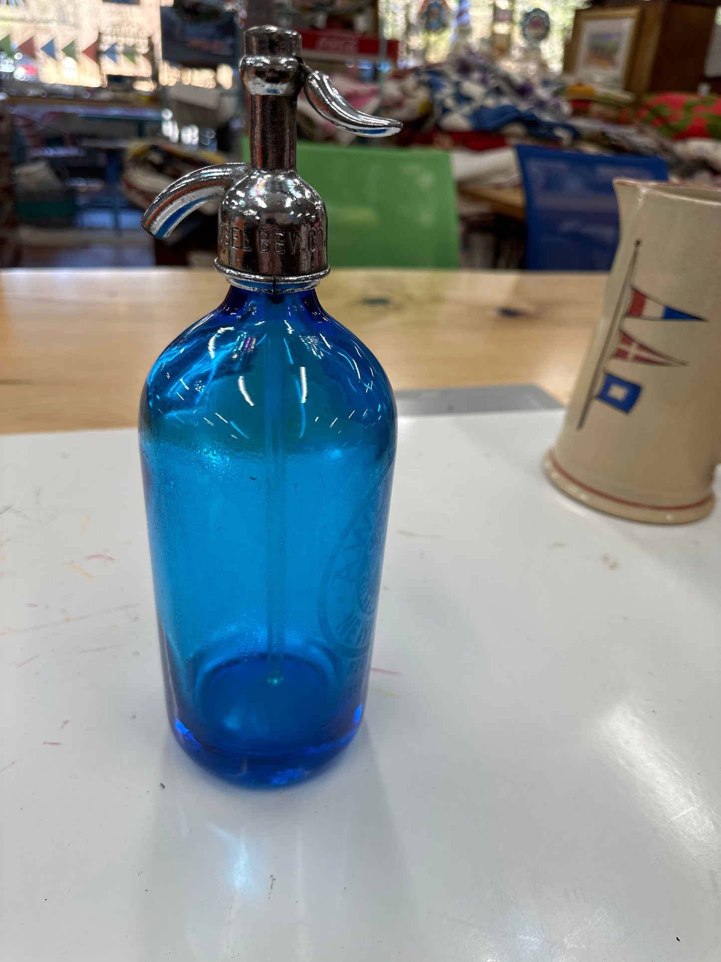 Vintage Blue Glass Seltzer Bottles