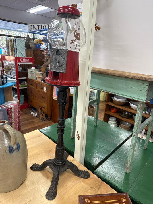 Vintage gumball on cast iron stand