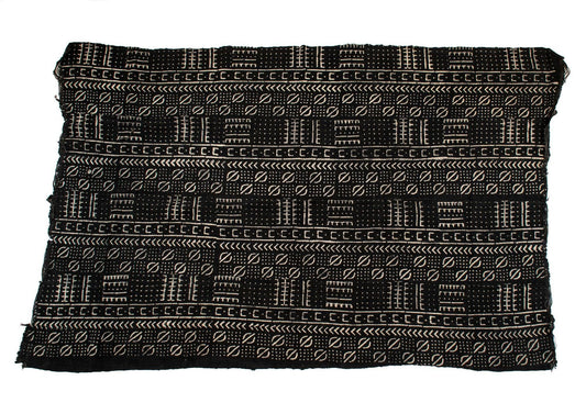 Ebony Black Bogolan Mali Mud Cloth (Mopti Design)   - approx 38-43 x 63-66"