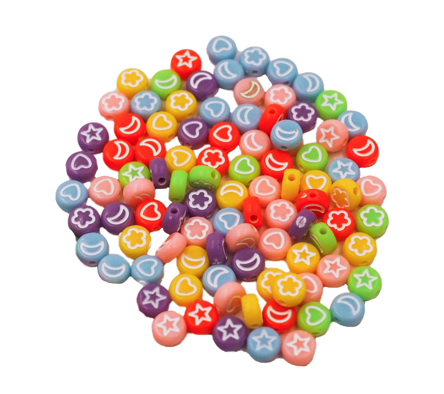 Opaque Acrylic Beads - 7mm Flat Round Solid color
