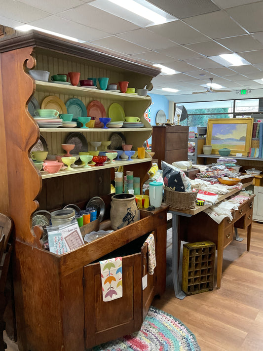 Early pine cupboard and dry sink