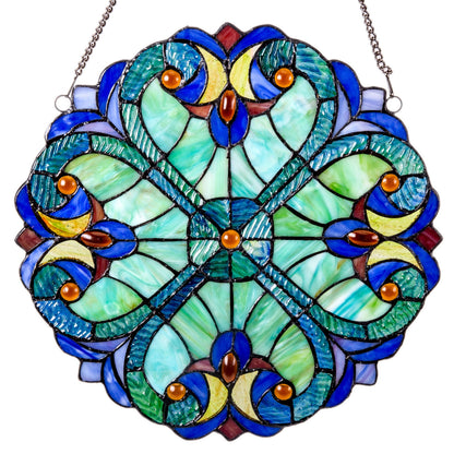 12" Halston Edwardian Stained Glass Window Panel