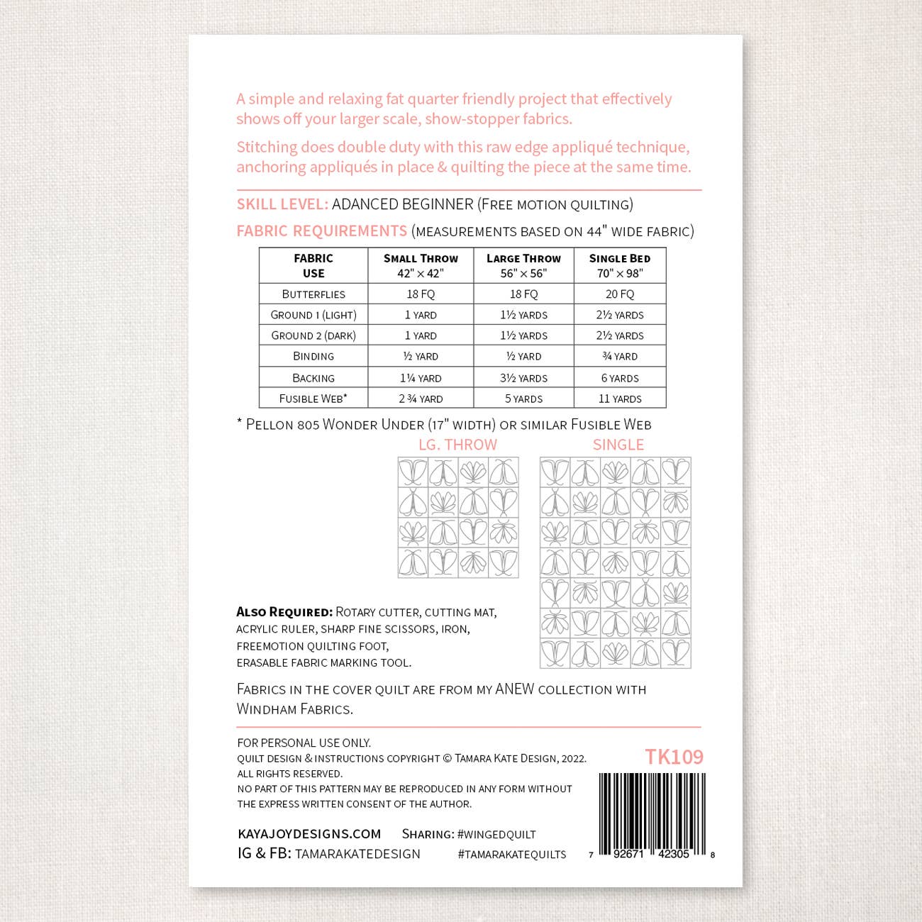 Winged Quilt Pattern