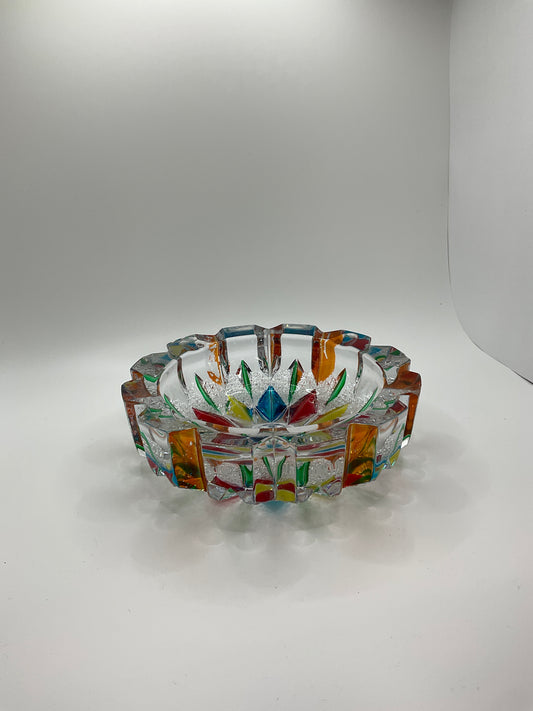 Vintage Multicolor Glass Ashtray