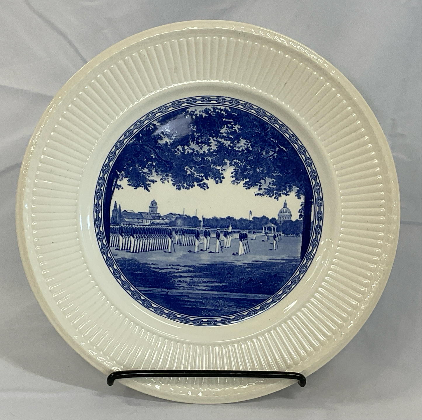 Wedgewood U.S. Naval Academy Plate-Staffordshire Blue w/White Rim