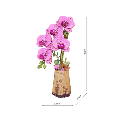 3D Wooden Flower Puzzle: Purple Moth Orchid