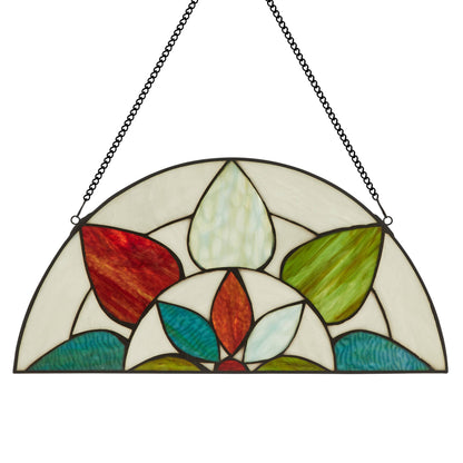 Geometric Floral Handcrafted Stained Glass Window Panel