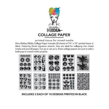 Dina Wakley MEdia Collage Tissue Paper 7.5"X10" 20/PKg