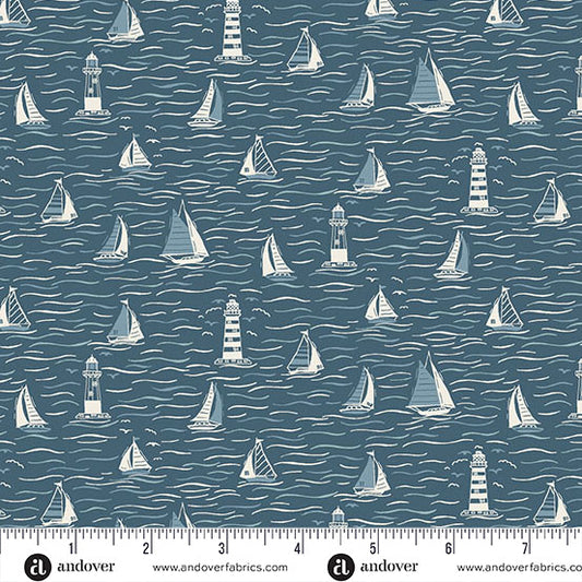 Driftwood by Makower UK Sailing Blue
