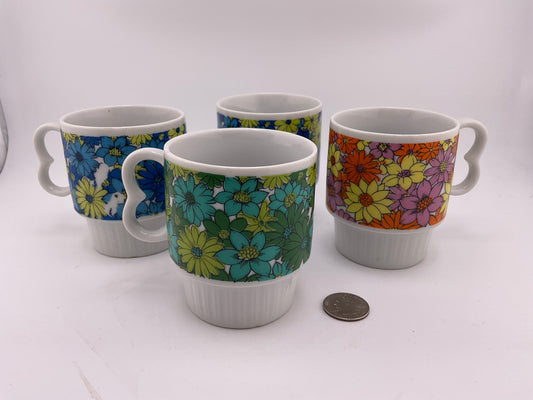 Vintage (Japan) flower power mugs