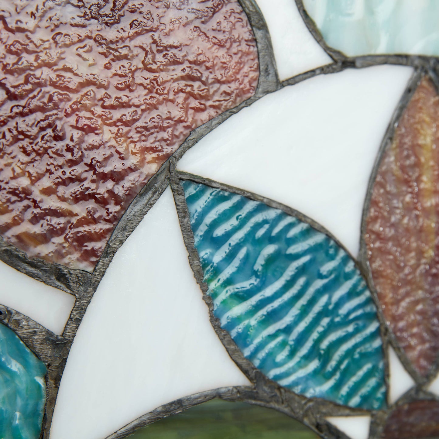 Geometric Floral Handcrafted Stained Glass Window Panel