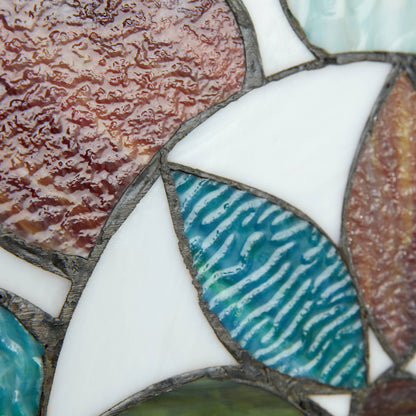 Geometric Floral Handcrafted Stained Glass Window Panel