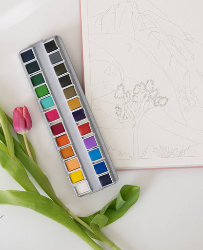 24 Color Watercolor Paint Palette
