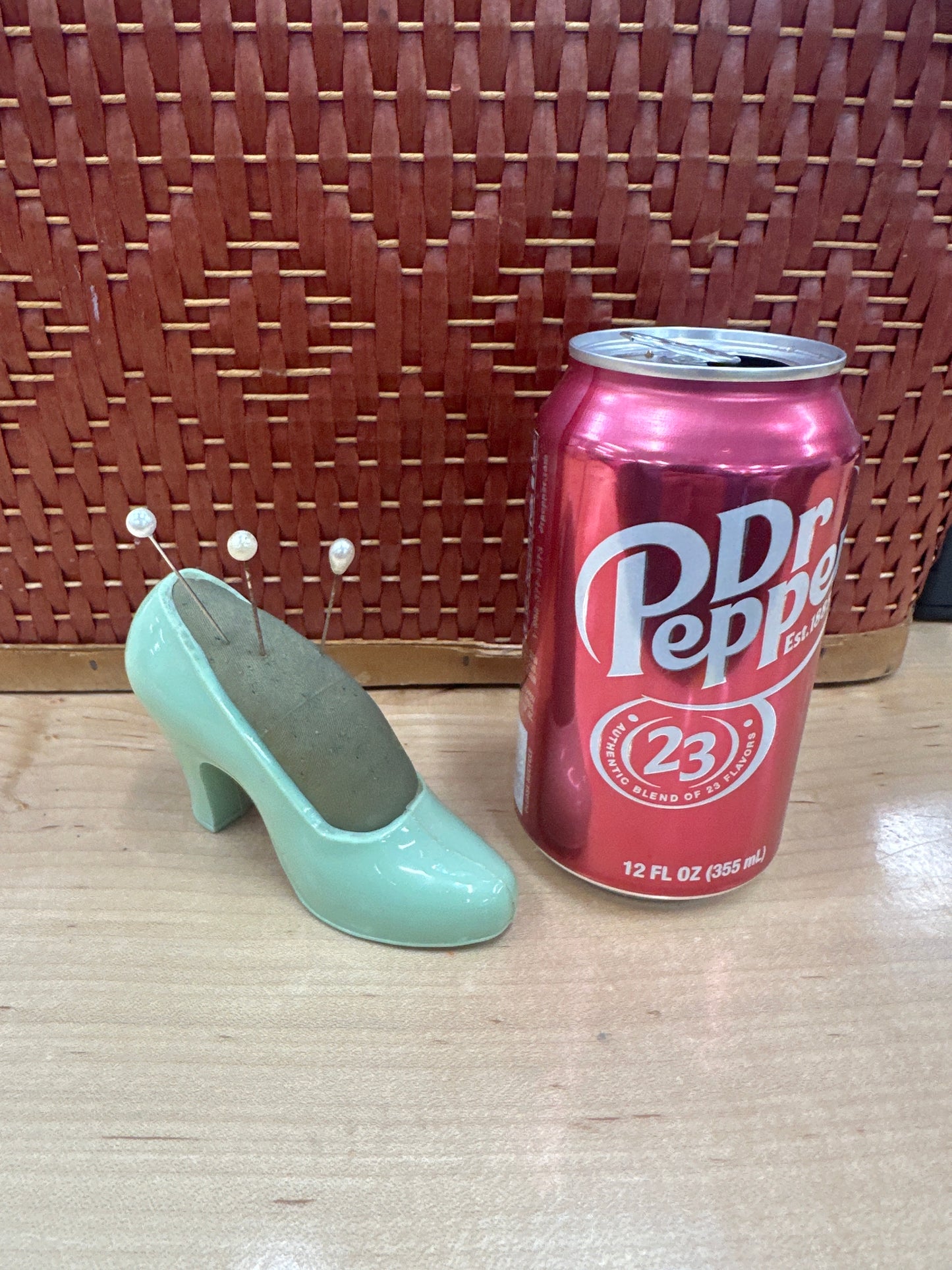 Vintage plastic pin cushion shoe