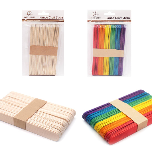 50-Count Jumbo Craft Sticks (6-Inch) – 2 Colors