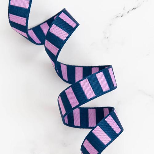 1 Bold Stripe Web Navy/ Peony