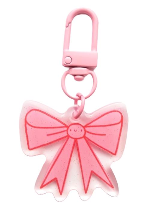 Zipper Glitter Charm Pink Bow