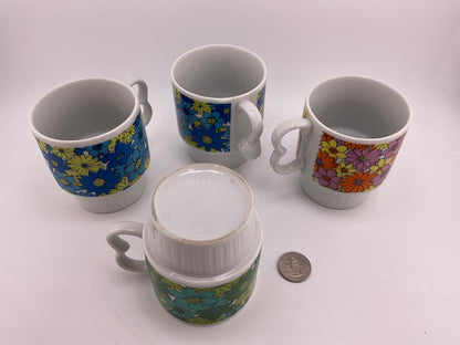 Vintage (Japan) flower power mugs
