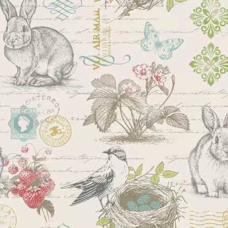 Bunny Cream Cotton Canvas