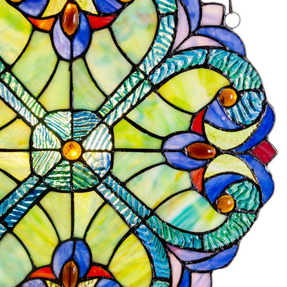 12" Halston Edwardian Stained Glass Window Panel