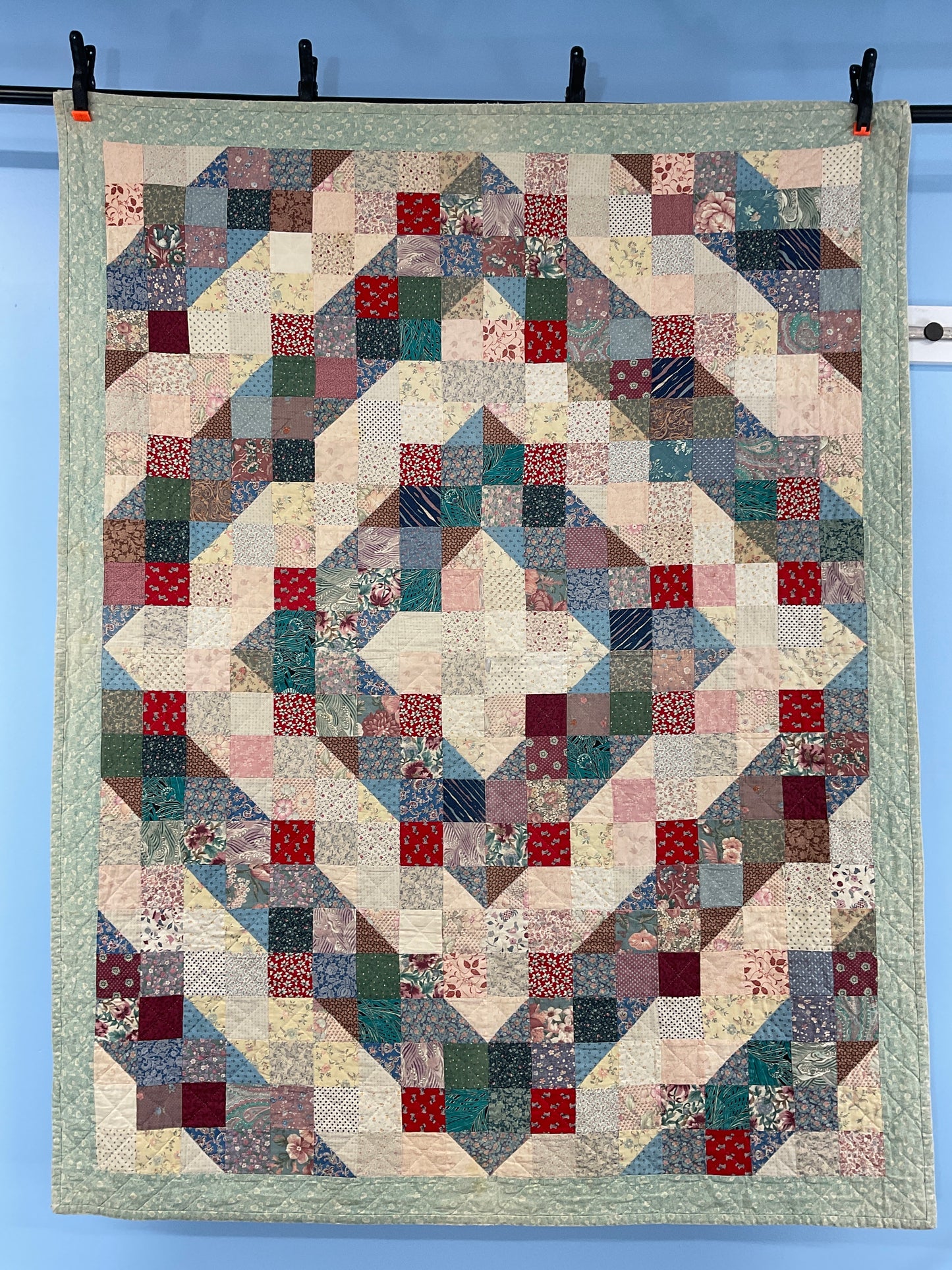 1980s-90s half square triangle design 63” x 48”