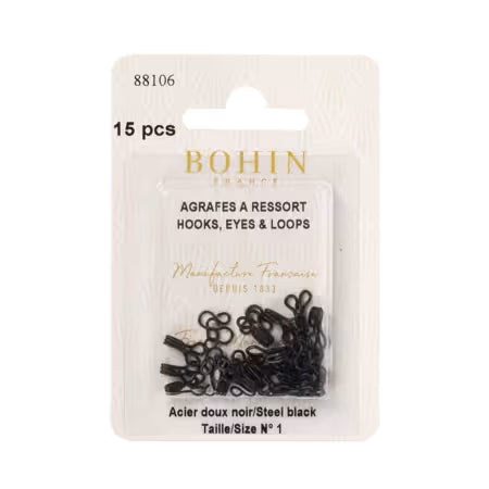 Hooks Eyes & Loops Black Size 1